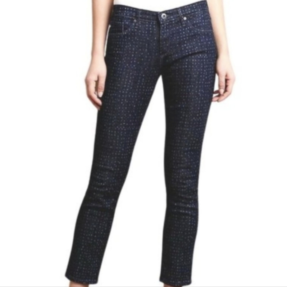 Adriano Goldschmied The Stevie Jeans Slim Straight Ankle Low Rise Dotted Blue 27